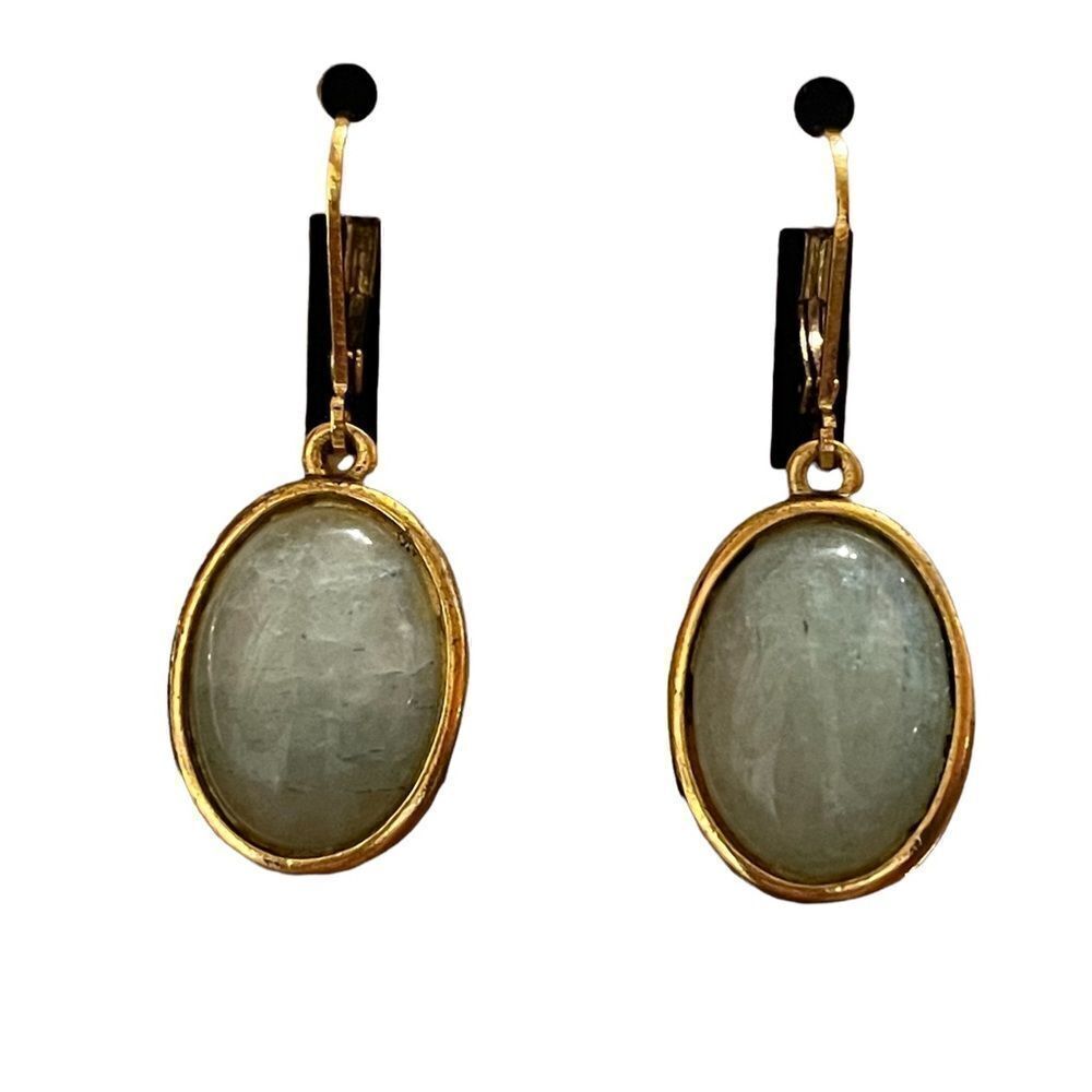 NWT 1928 drop oval real stone earrings